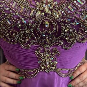 Purple Beaded Evening Dress